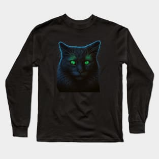 Glowing cat eyes in the dark Long Sleeve T-Shirt